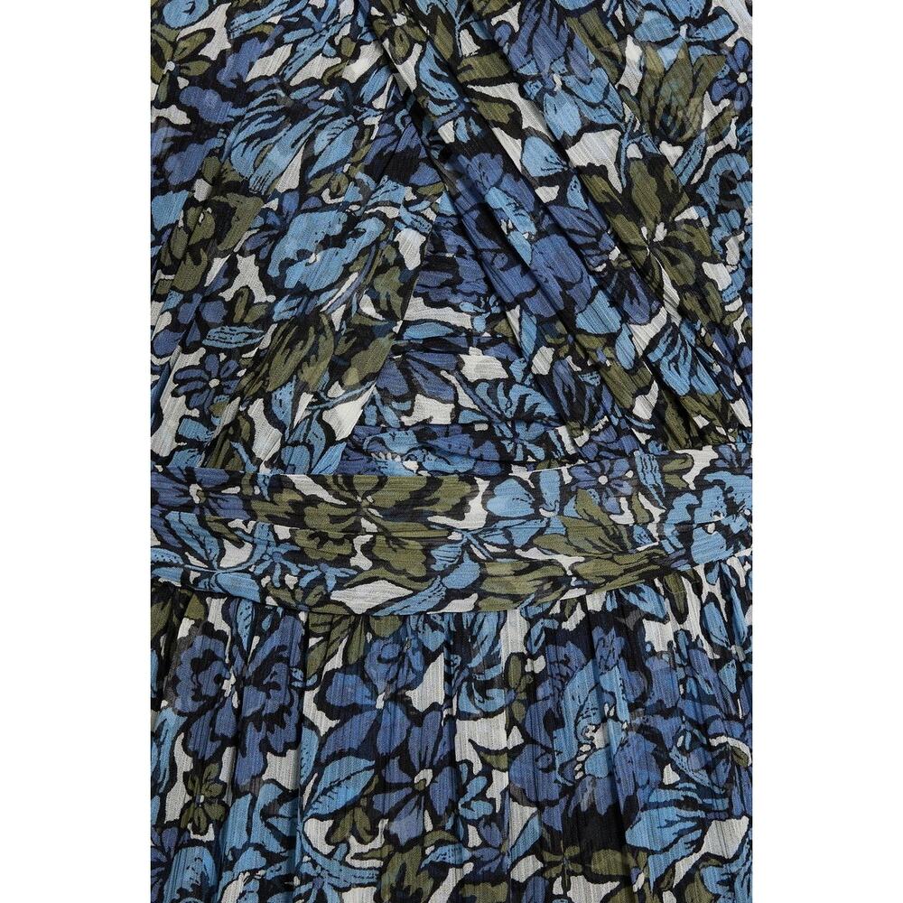 Veronica Beard Florencia Floral Print Silk Chiffon Maxi Dress Blue Size 12 - Picture 4 of 10
